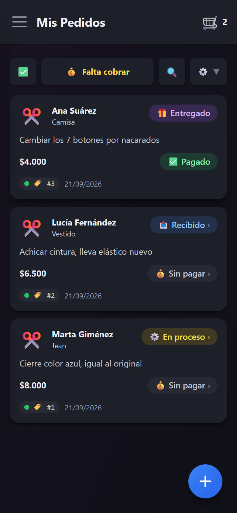 El pedido de Ana en estado Entregado