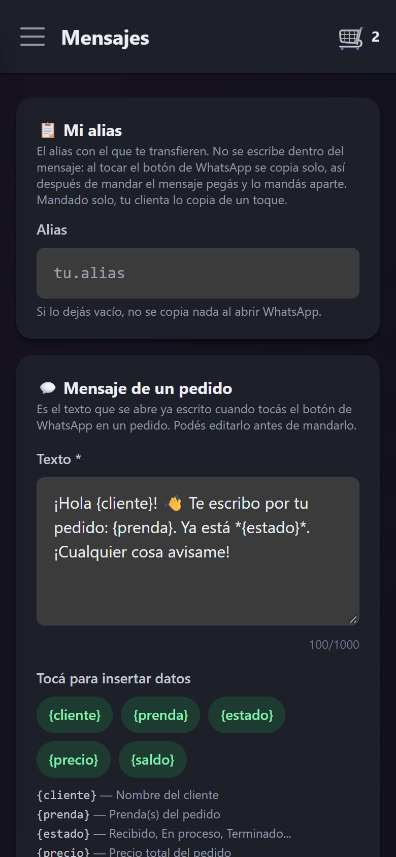 El editor de mensajes de WhatsApp con la vista previa