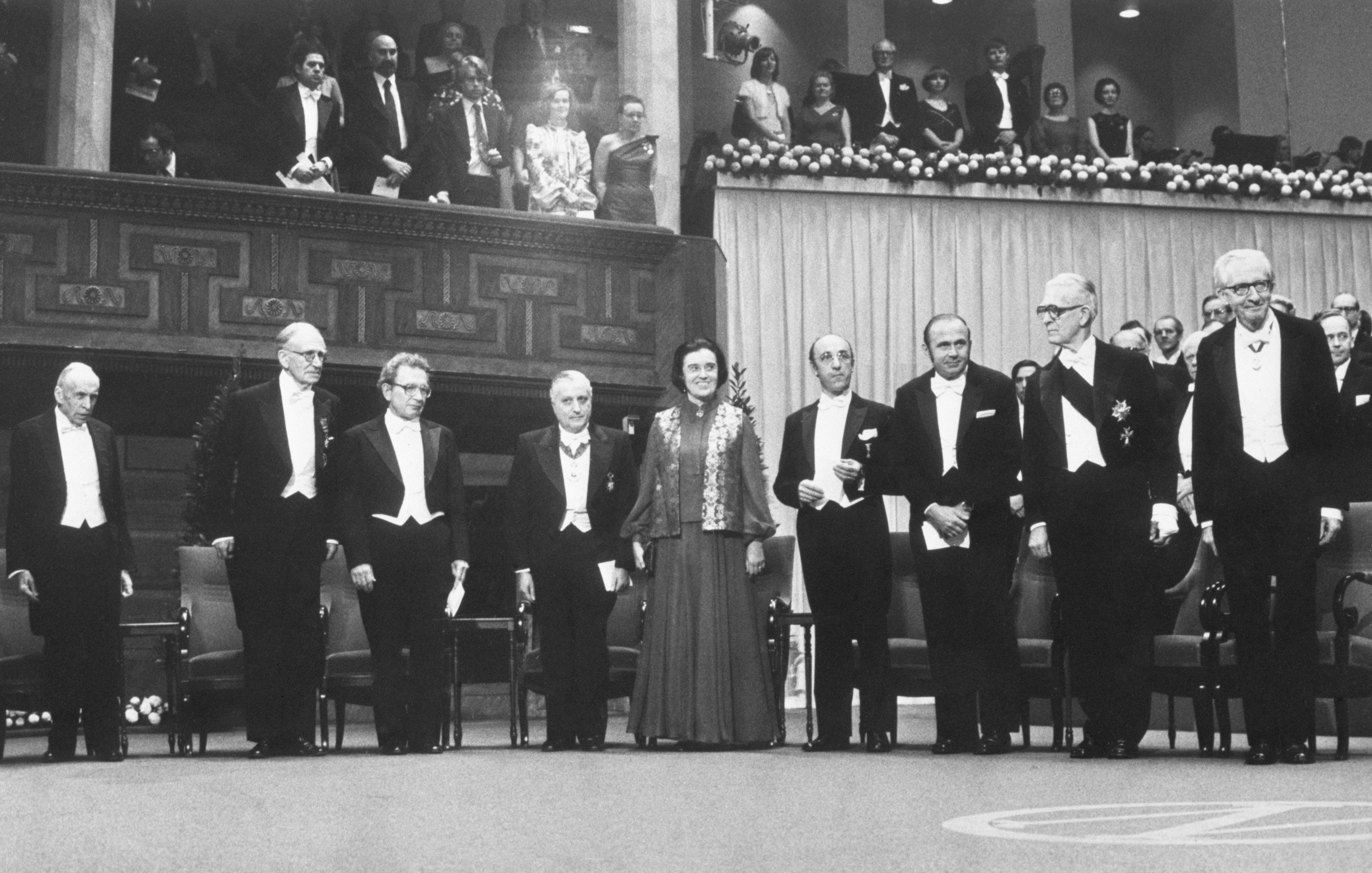 The 1977 Nobel Prize laureates gathered together in Oslo, Norway.