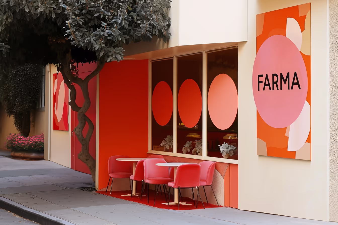 The facade of Farma, an imagined restaurant in San Francisco.