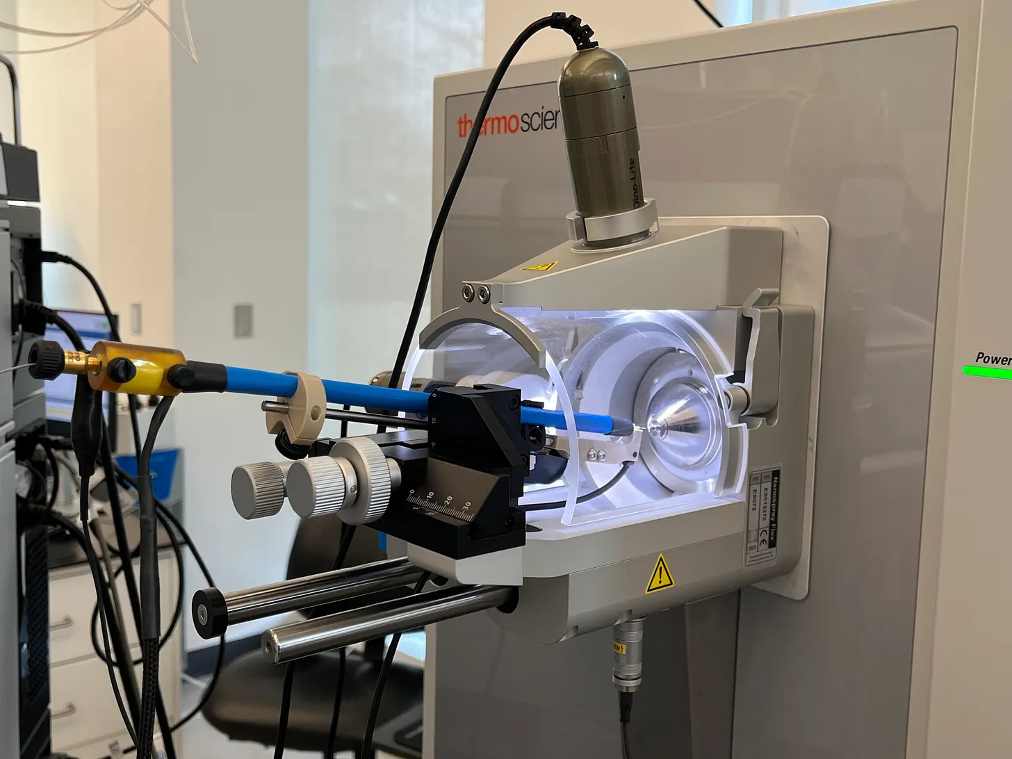 Closeup of samples being loaded into the mass spectrometer.