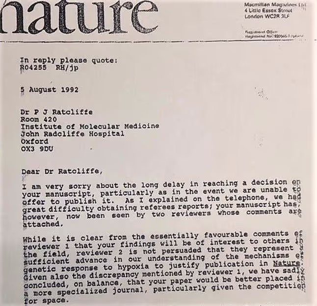 Sir Peter Ratcliffe, whose oxygen-sensing manuscript was rejected by Nature in 1992.