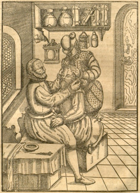 An English surgeon performs a couching procedure in the 1600s.