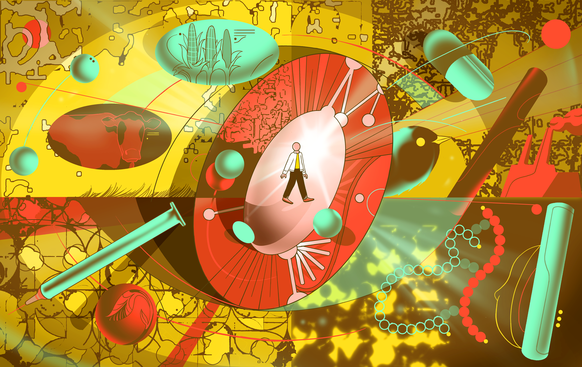 Illustration of microbes and biological forms by Dalbert B. Vilarino