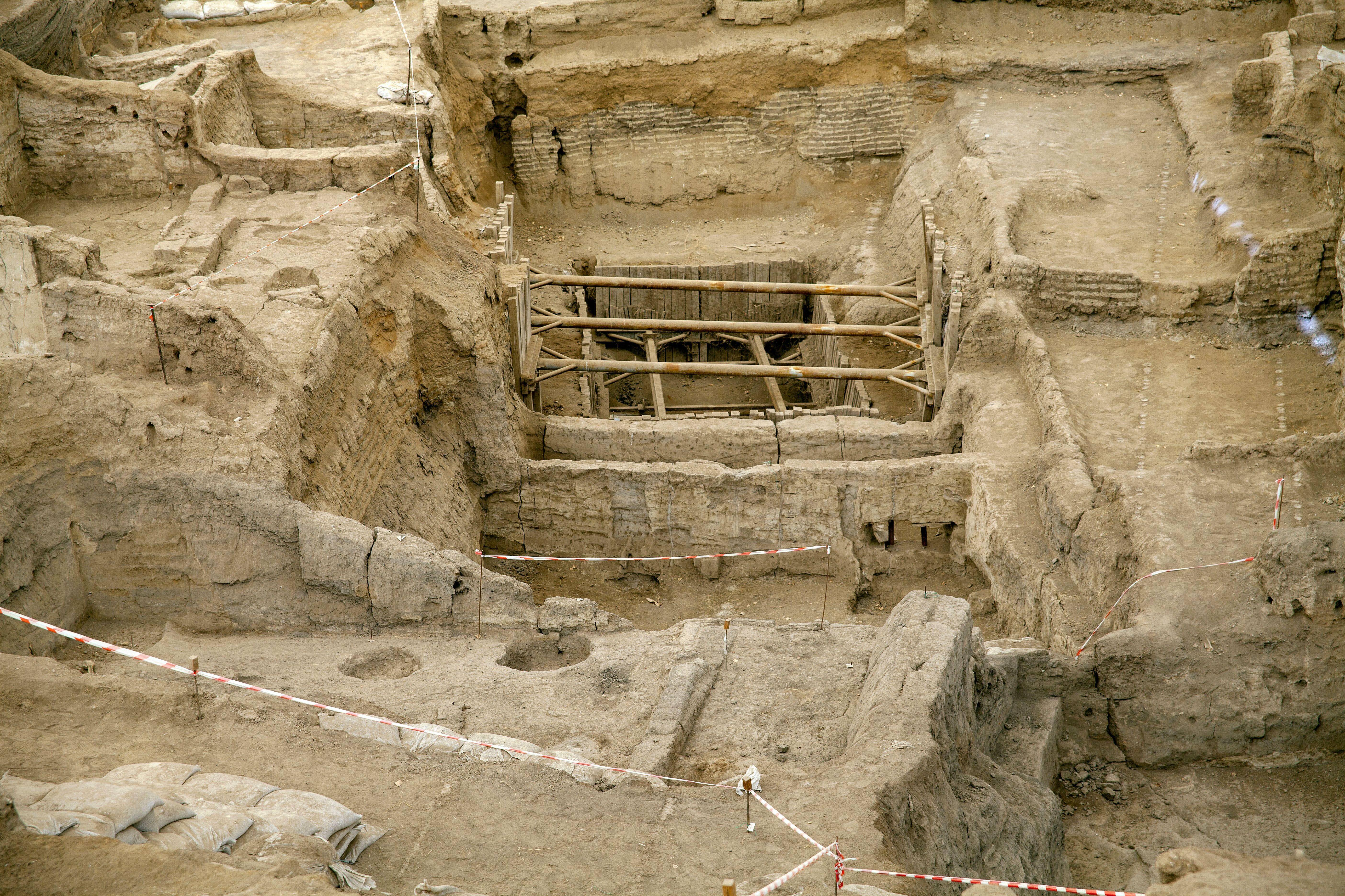 Archaeological excavations of ancient homes in Çatalhöyük, Turkey.