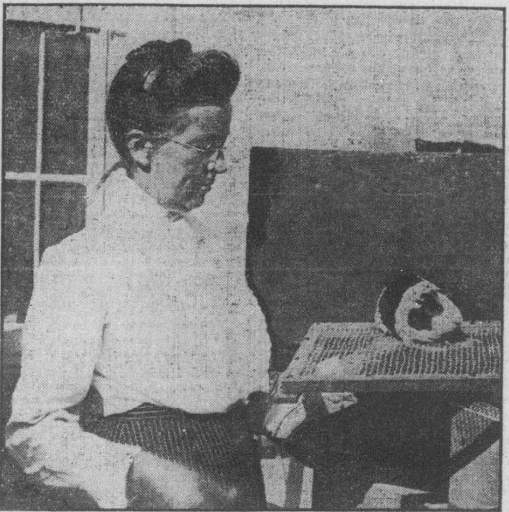 Abbie Lathrop, a mouse fancier, photographed in 1913.