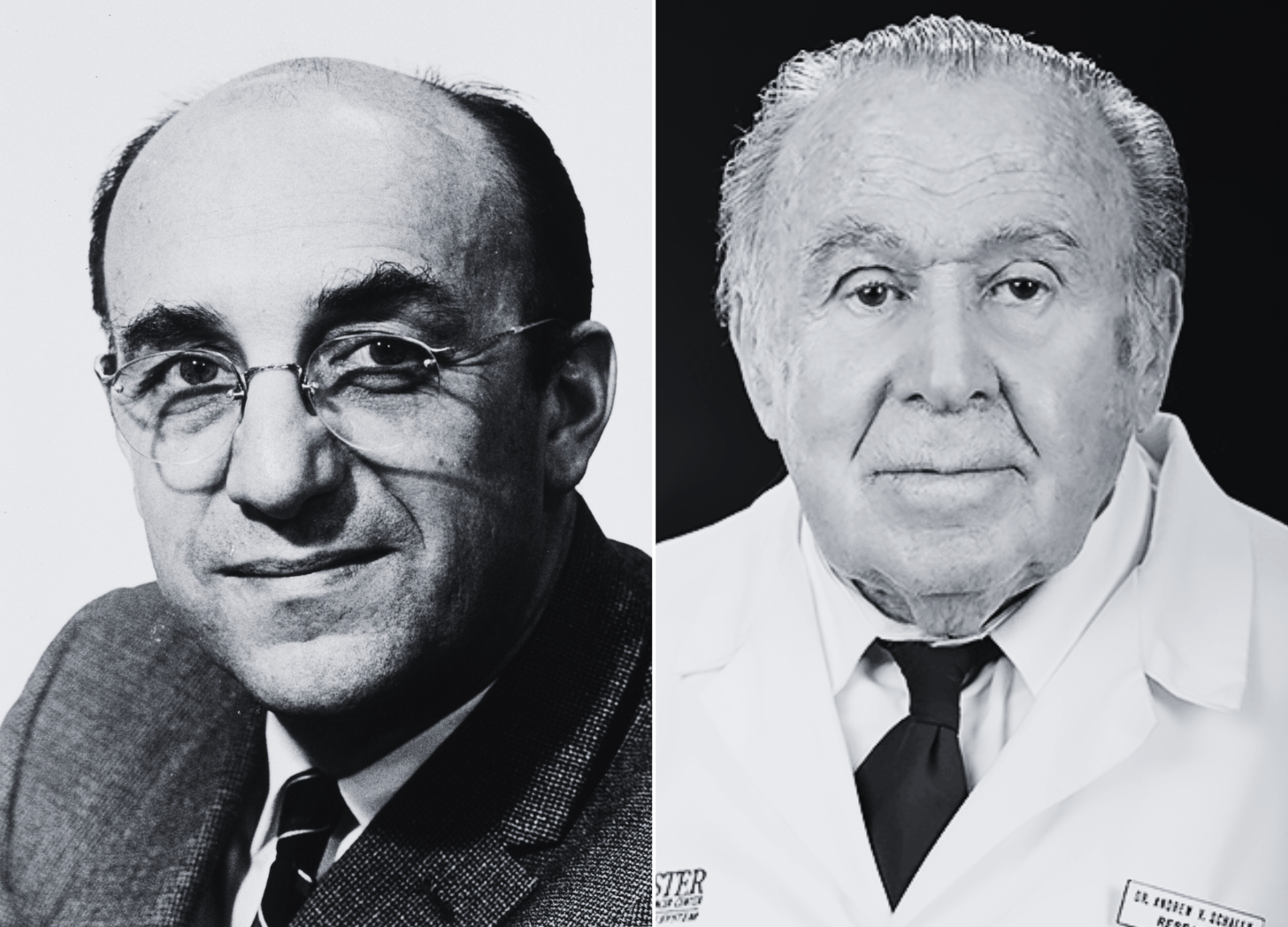 Portraits of Roger Guillemin and Andrew Schally side by side.