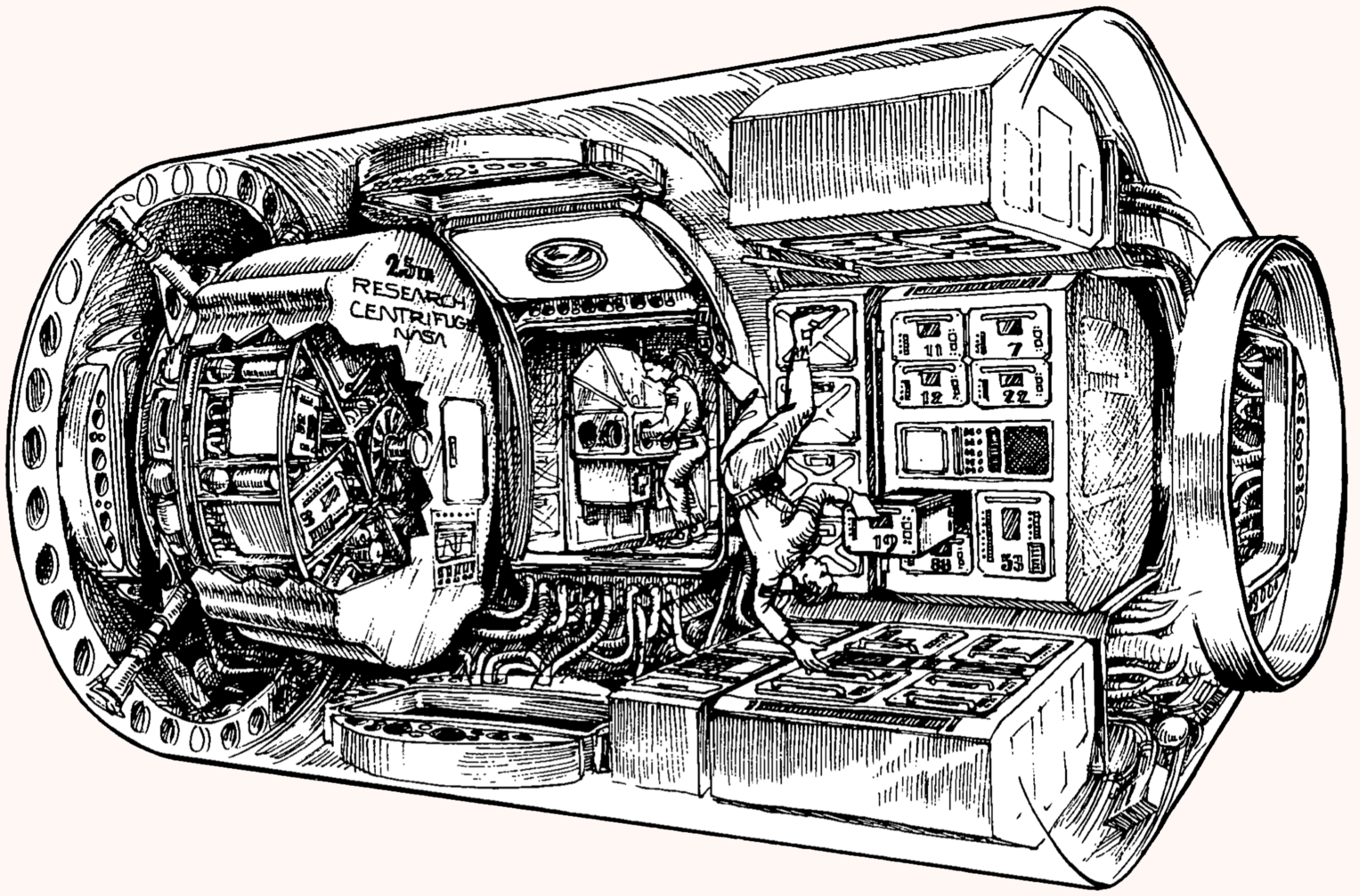 Artist's render of a 2.5 meter diameter centrifuge aboard the ISS.