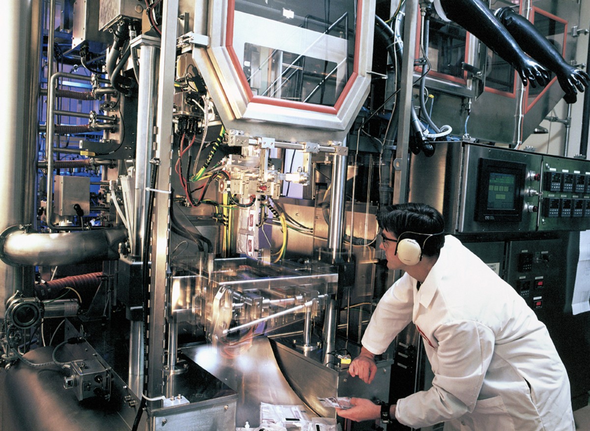 A scientist makes Hemopure, a blood substitute for oxyhemoglobin.
