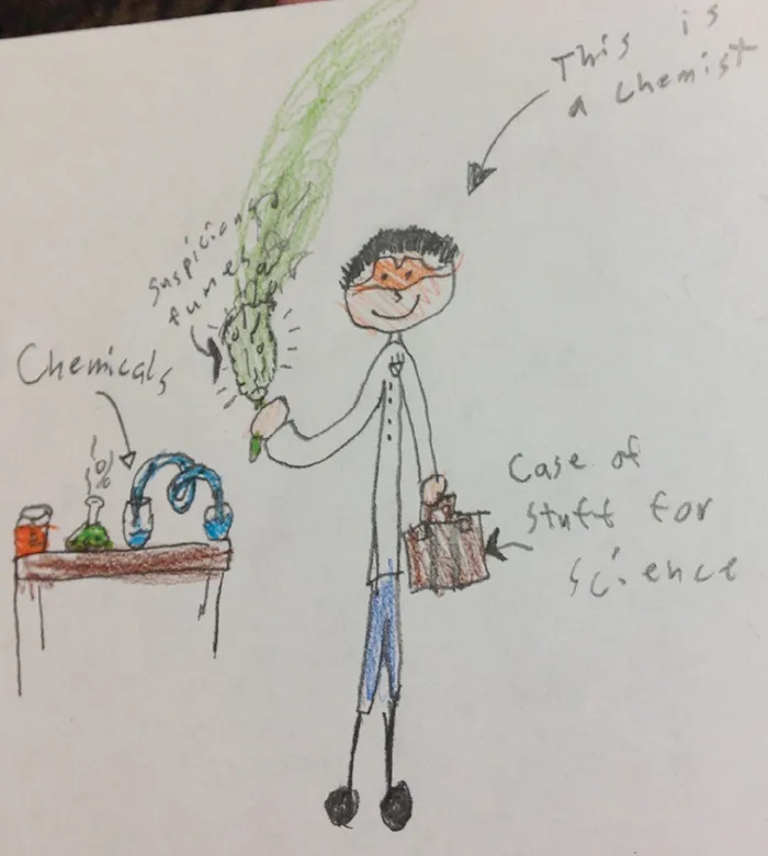 Drawing of a scientist