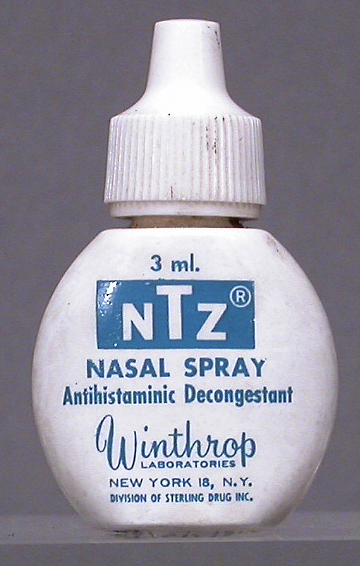 A mid-20th century bottle of Winthrop's phenylephrine nasal spray.