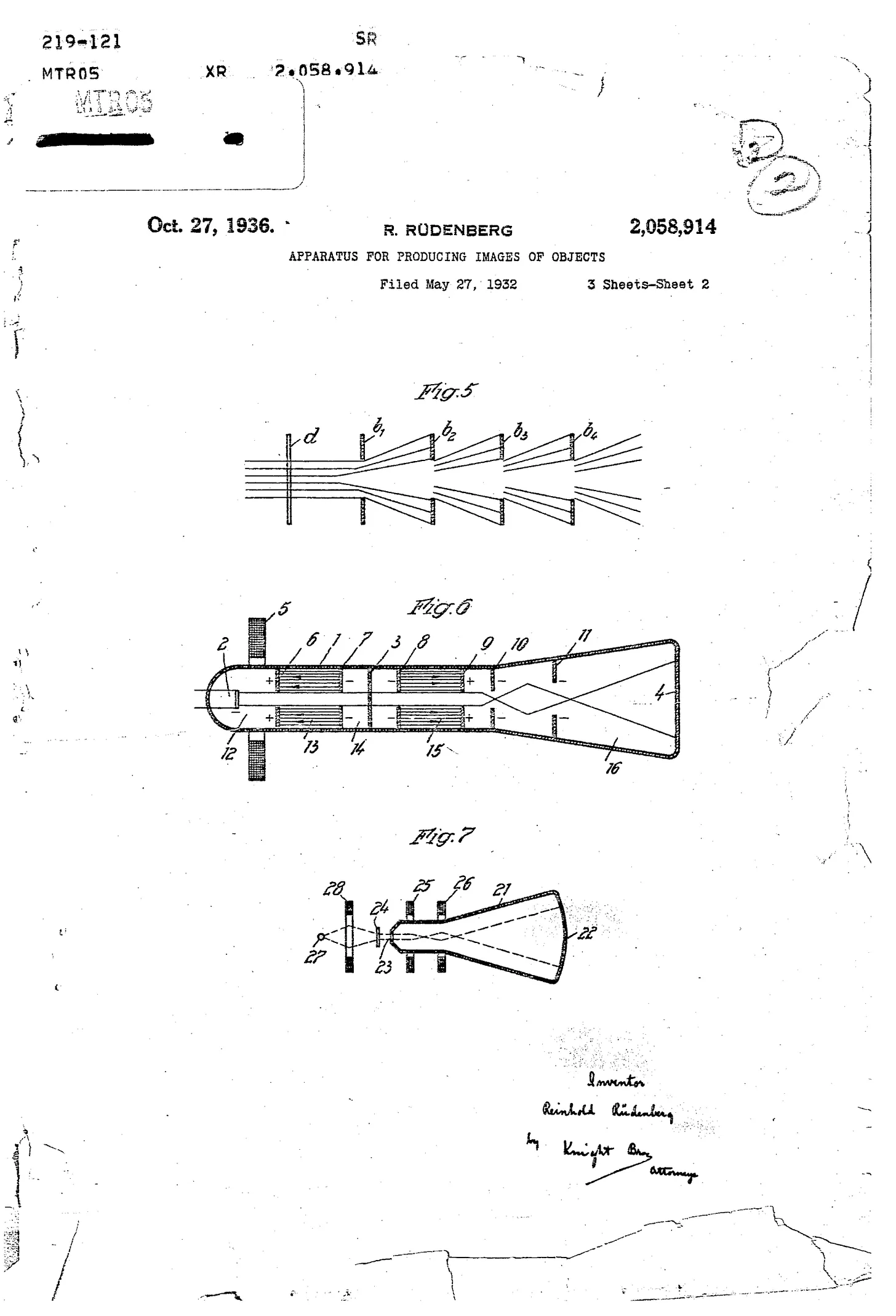First page of Rüdenberg's patent application