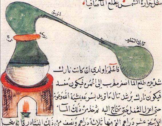 Drawing of an Alembic by Jabir Ibn Hayyan