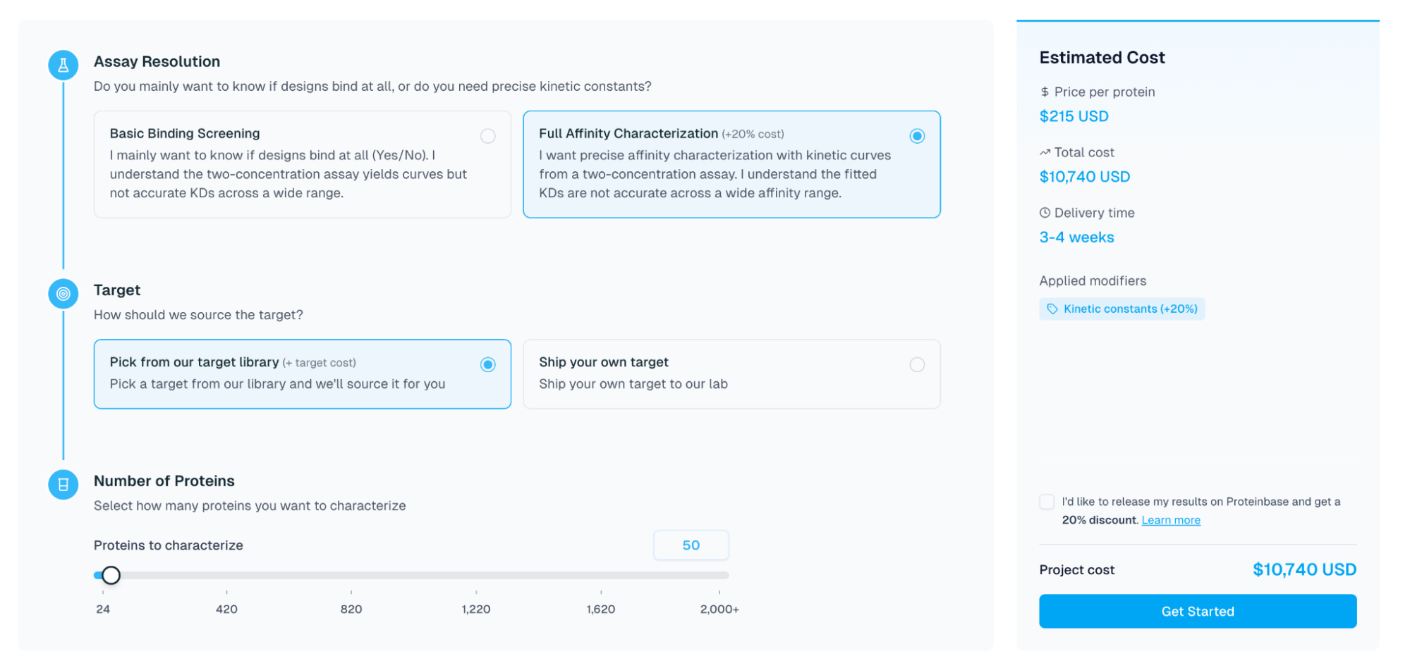 The AdaptyvBio order page