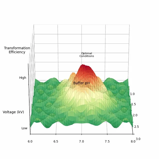Electroporation parameters include voltage, buffer pH, temperature, and much more.