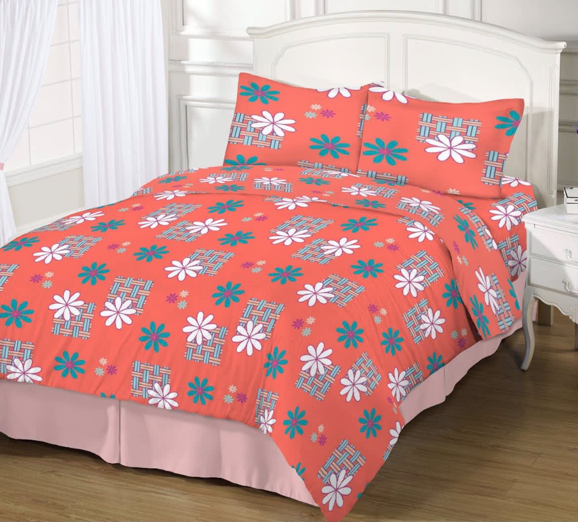 Sábanas Colores coral floral para cama doble