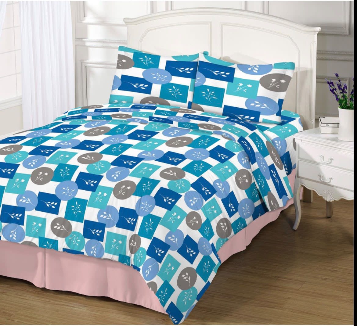 Sábanas Colores navy geométrico floral para cama doble