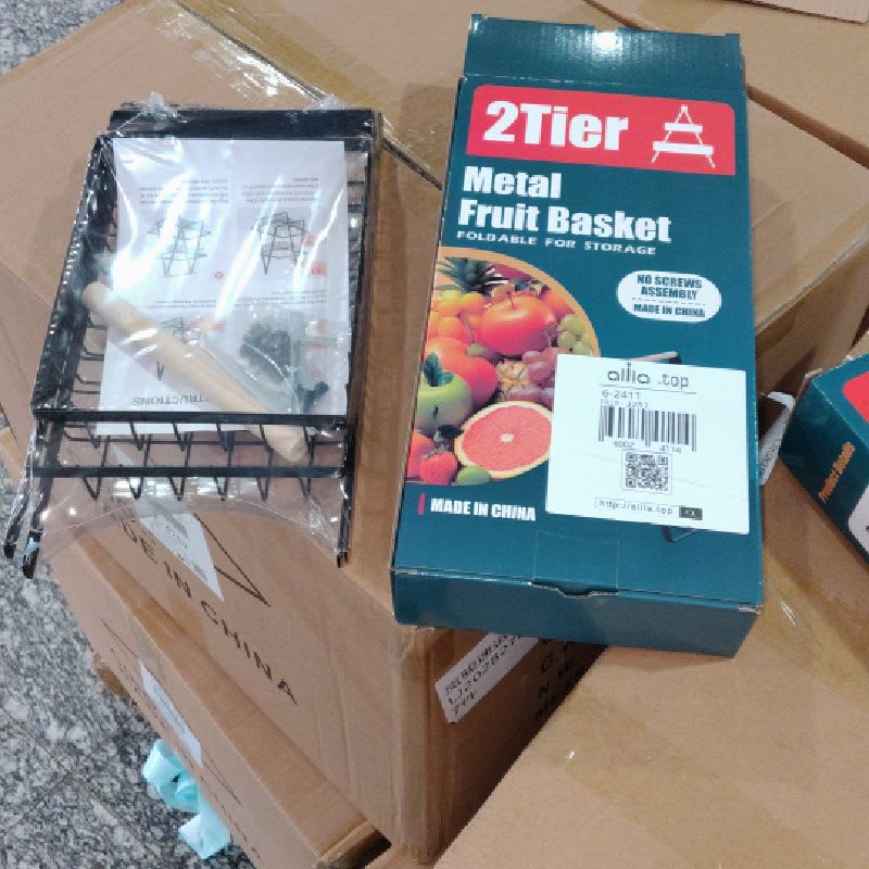 2 NivelesNegro Frutero De Mesa Canasto Para Frutas Cocina Hogar — foto 9
