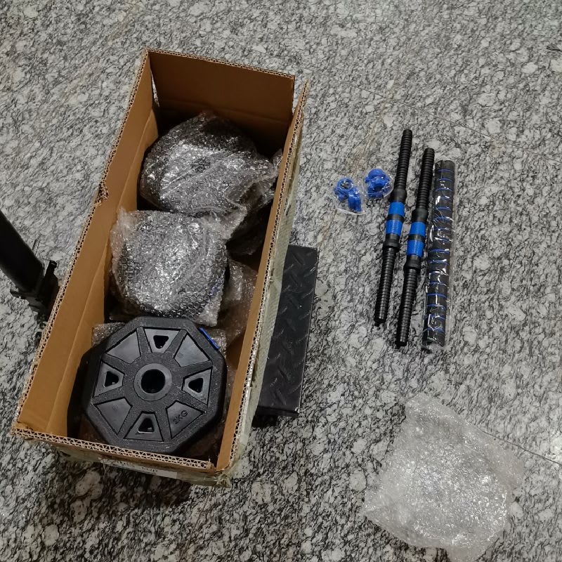 20Kg Mancuernas Ajustables Set De Total Fitnics 2en1 +barra Color Azu — foto 7