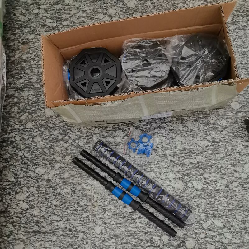 20Kg Mancuernas Ajustables Set De Total Fitnics 2en1 +barra Color Azu — foto 8