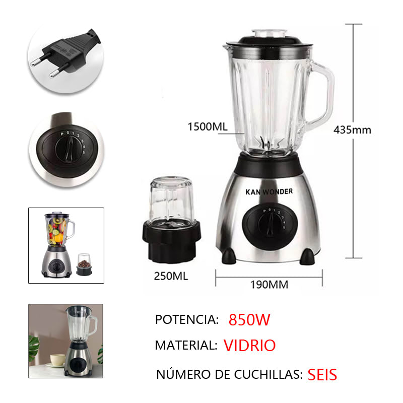 850W 1.5L Licuadora eléctrica con dos vasos de vidrio 1.5L 5 — foto 2