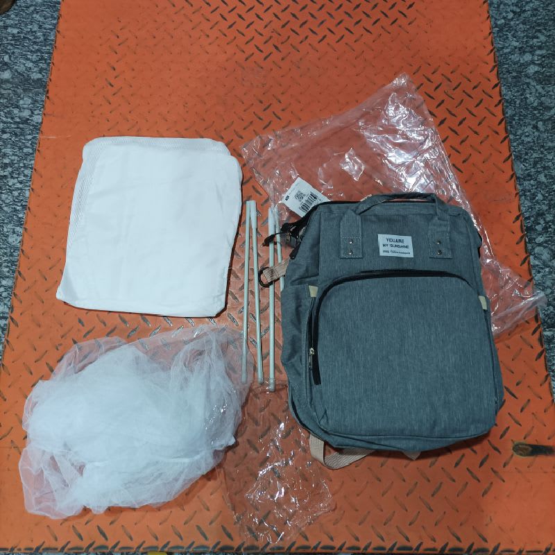 Gris Mochila 3 En 1 Pañalera Cuna Y Mudador Portátil Para Bebés — foto 8
