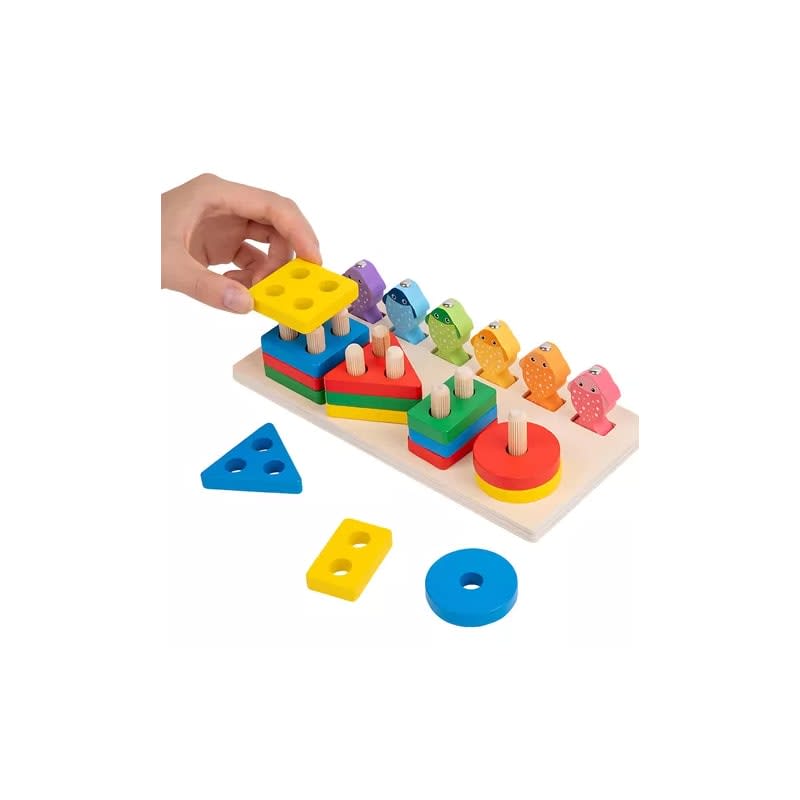 24pcs Juego De Pesca Magnético Y Encaje De Madera Montessori. — foto 2