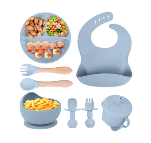 azul Set de 8 cubiertos para bebés de silicona — foto 1
