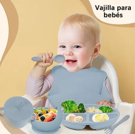 azul Set de 8 cubiertos para bebés de silicona — foto 3