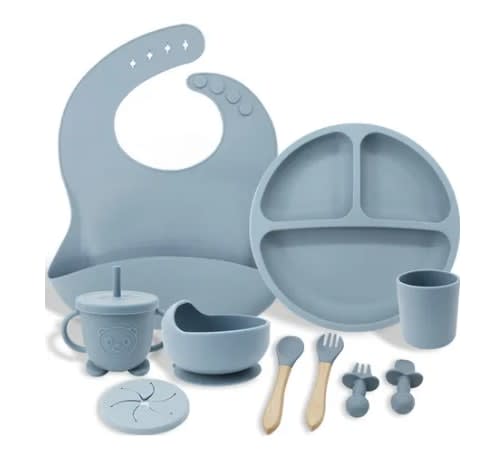 azul Set de 8 cubiertos para bebés de silicona — foto 6