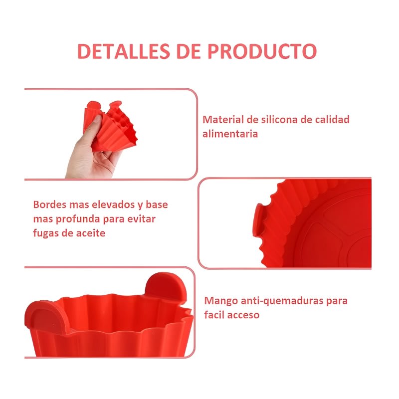 6 moldes de silicona reutilizables para fritura aérea rojo.6 — foto 3