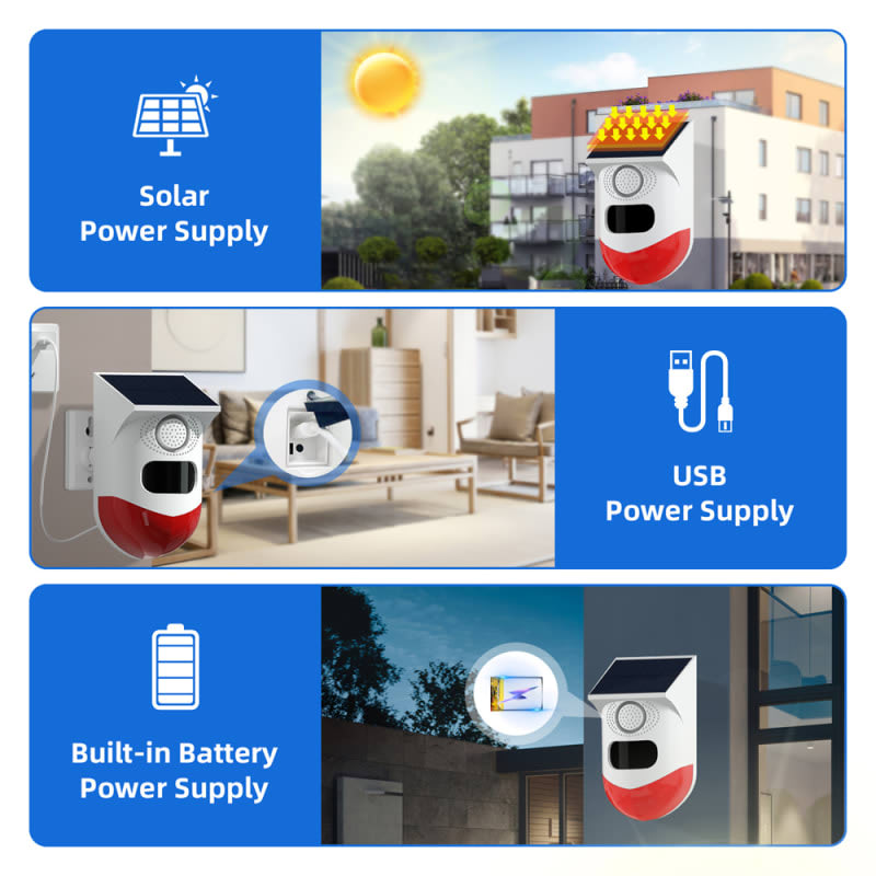 Solar Alarma Smart Wifi Con Sensor Movimiento 120db Usb — foto 5