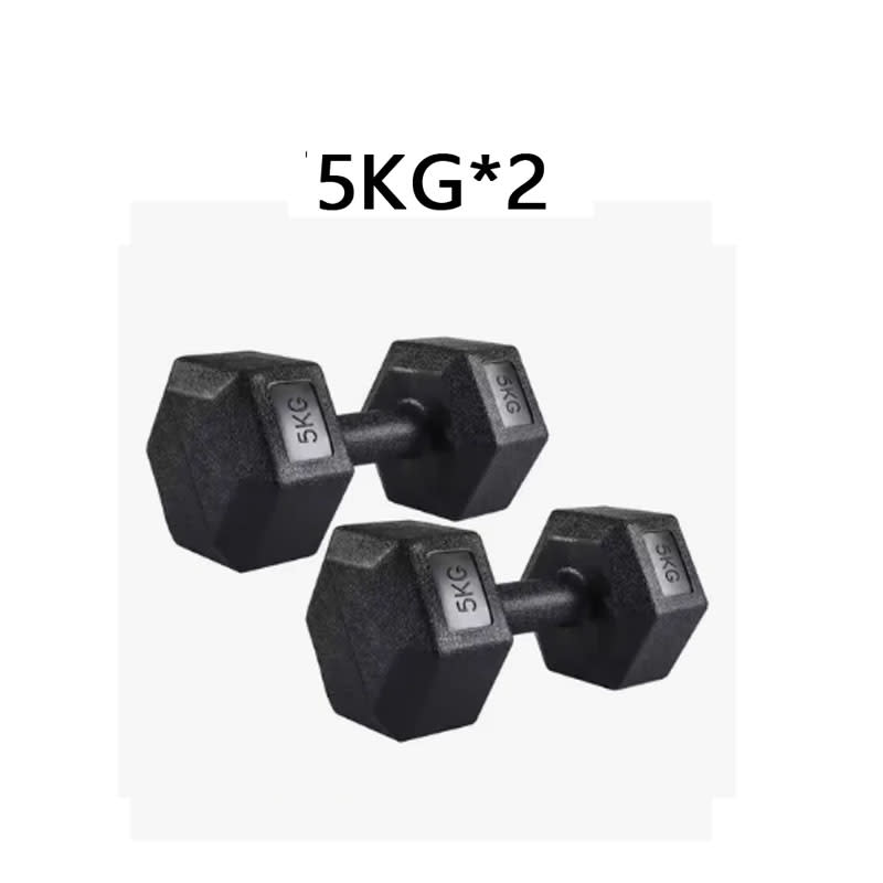 Mancuerna Hexagonal 5kg Par Set X2 Pesas Pvc 10kg Overfit Color Gris — foto 1
