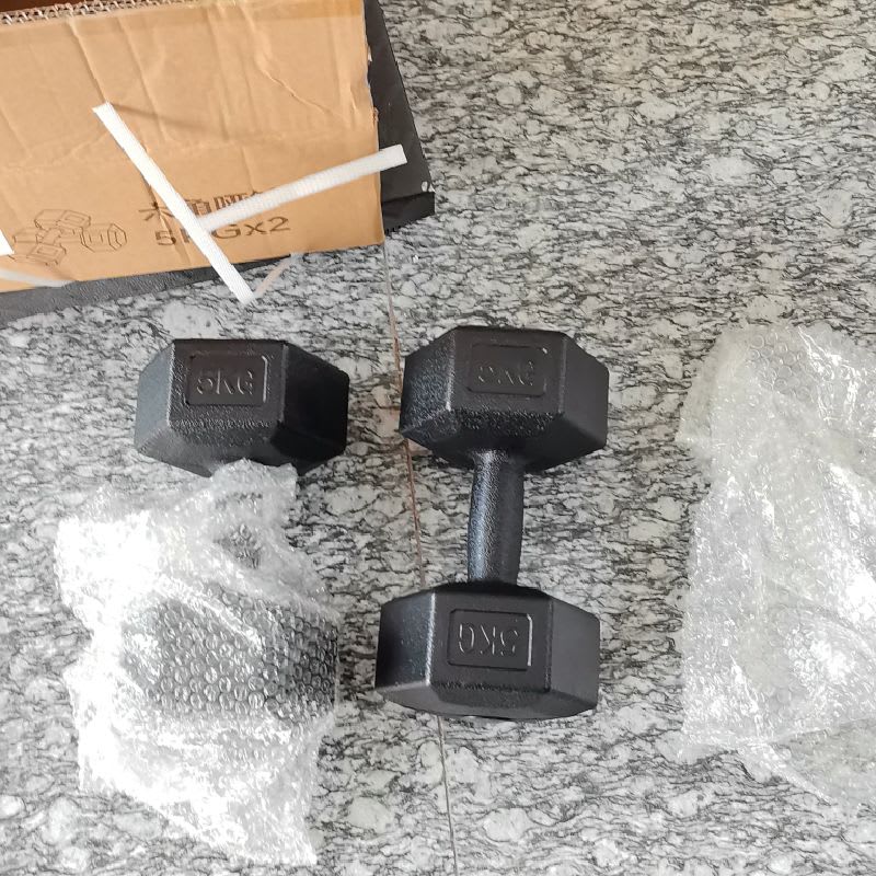 Mancuerna Hexagonal 5kg Par Set X2 Pesas Pvc 10kg Overfit Color Gris — foto 7
