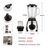 850W 1.5L Licuadora eléctrica con dos vasos de vidrio 1.5L 5 — miniatura 2