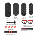 Set De Pesas 30 Kg 4 En 1 Mancuernas Barra Y Kettlebell Negro — miniatura 2