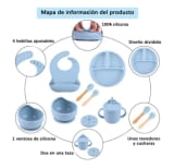 azul Set de 8 cubiertos para bebés de silicona — miniatura 5