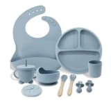 azul Set de 8 cubiertos para bebés de silicona — miniatura 6