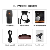 1000ml Lámpara para bicicleta delantera y trasera TK3 recargable impermeable — miniatura 7