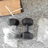 Mancuerna Hexagonal 5kg Par Set X2 Pesas Pvc 10kg Overfit Color Gris — miniatura 7