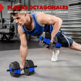15Kg Mancuernas Ajustables Set De Total Fitnics 2en1 +barra Color Azu — miniatura 3