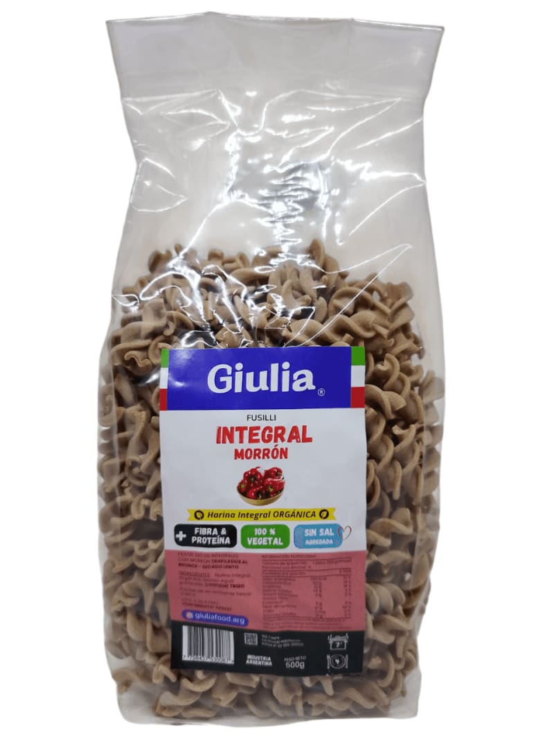 Fideos Fusilli Integral Morron