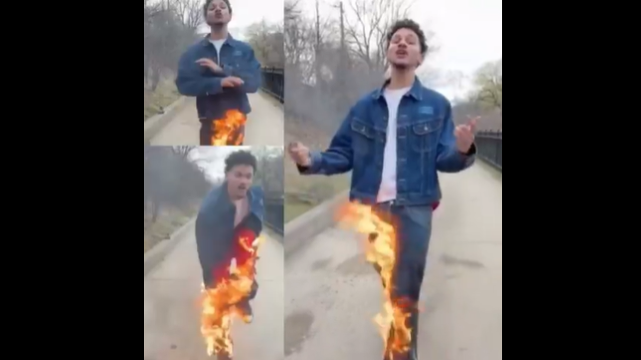 Viral Video: ಸ್ಟಂಟ್ಗಾಗಿ ಪ್ಯಾಂಟ್ಗೆ ಬೆಂಕಿ ಹಚ್ಚಿಕೊಂಡ ಗಾಯಕ, ವಿಡಿಯೋ ನೋಡಿ!