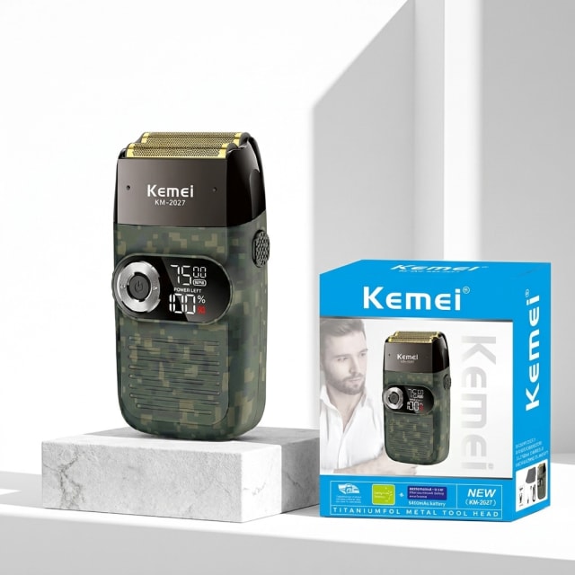 Kemei KM-2027 Camo Edition – رازور كهربائي احترافي بزوج گريل