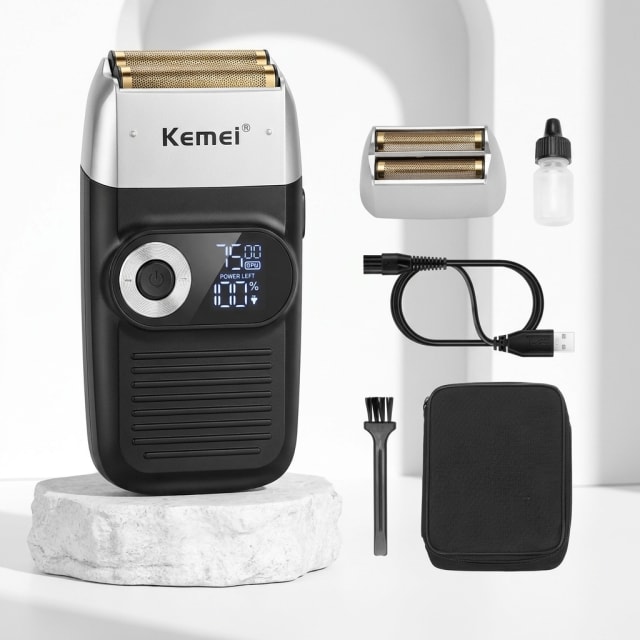 Kemei KM-2028 – رازور كهربائي احترافي بزوج گريل