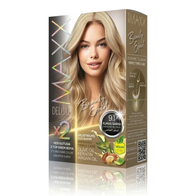 صبغة الشعر MAXX DELUXE BEAUTY EXPERT 9.1 Elmas Sarısı – أشقر ألماسي x2