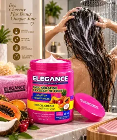 Elegance Hot Oil Cream Kératine et Extrait de Fruits 1000 ml - vue de face