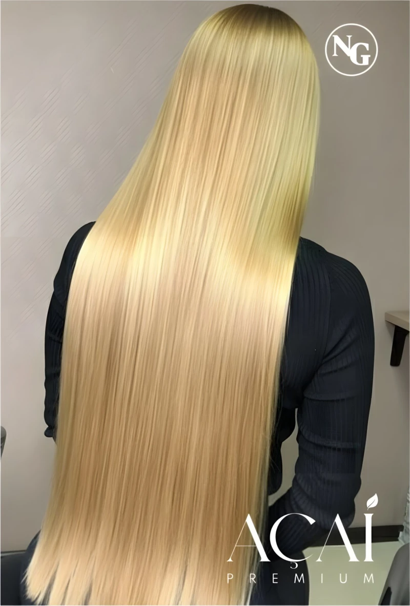 Masque anti-frizz Açaí Premium NG, flacon blanc et violet pour cheveux blonds ou argentés