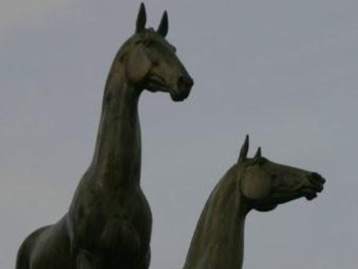 Statue of an Akhal-Teke horse