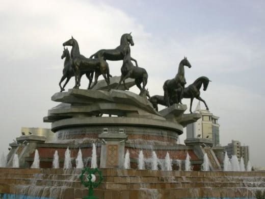 Statue of an Akhal-Teke horse